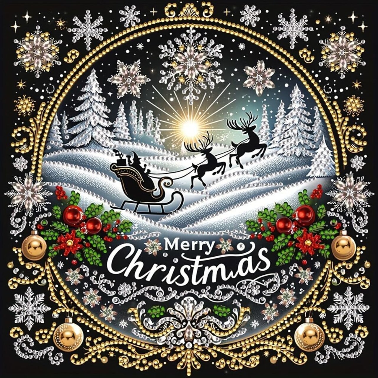 5D Diamond Art Kits for Adults,Merry Christmas Special Shape Diamond Painting Kits for Beginners,Winter DIY Crystal Diamond Dots Gem Art Craft for Home Decor 11.8x11.8 Inch